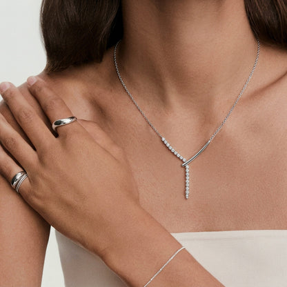 AMOUVA Geometric Moissanite Lariat Necklace
