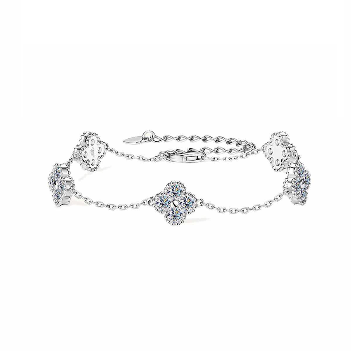 Elegant Four-Leaf Clover Moissanite Bracelet - S925 Sterling Silver Niche Design Fine Jewelry