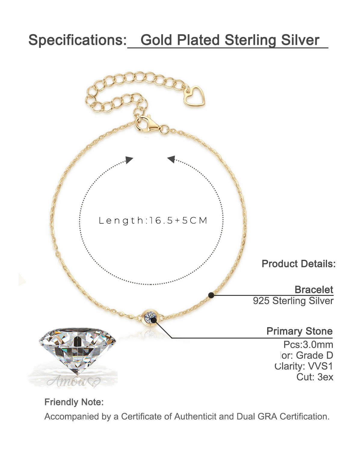 One Bubble Moissanite Bracelet - S925 Sterling Silver Rose Gold Plated Niche Design Jewelry