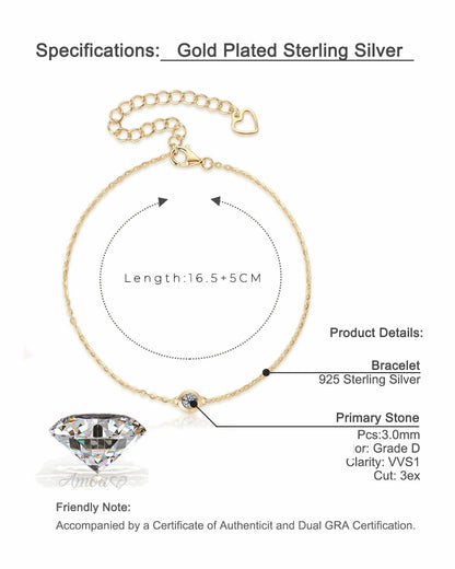 One Bubble Moissanite Bracelet - S925 Sterling Silver Rose Gold Plated Niche Design Jewelry