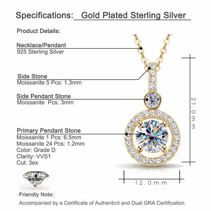 Round  Moissanite Pendant Necklace