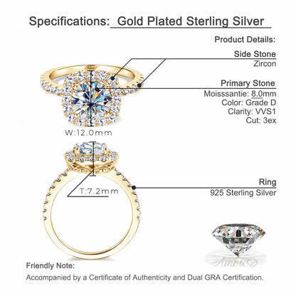 Cushion Halo Moissanite Ring with Pavé Band in 925 Sterling Silver