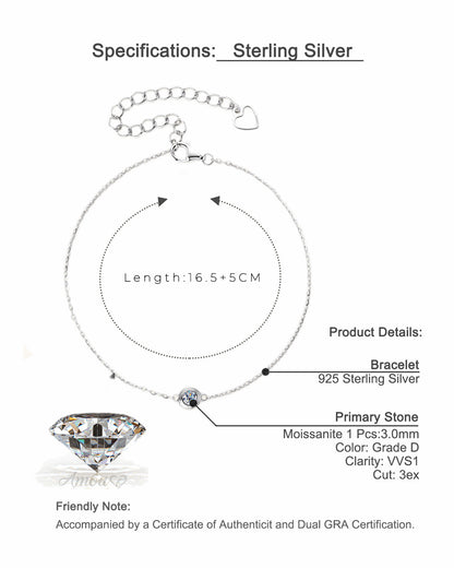 One Bubble Moissanite Bracelet - S925 Sterling Silver Rose Gold Plated Niche Design Jewelry