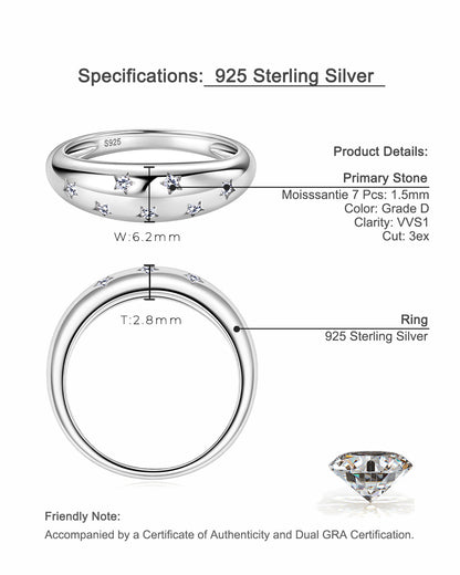 Celestial Starry Moissanite Ring - S925 Sterling Silver Gold Plated Niche Design Index Finger Band for Women
