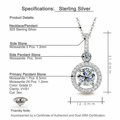 Round  Moissanite Pendant Necklace