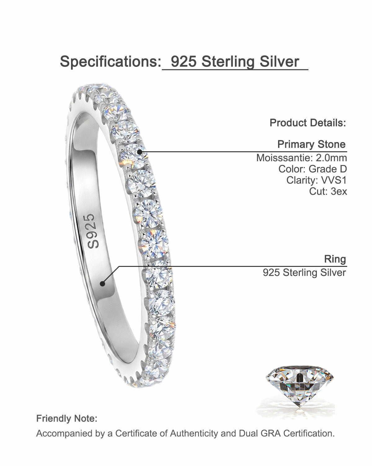 Unique Niche Design Moissanite Promise Rings - Sterling Silver Tarnish-Free Matching Bands for Couples