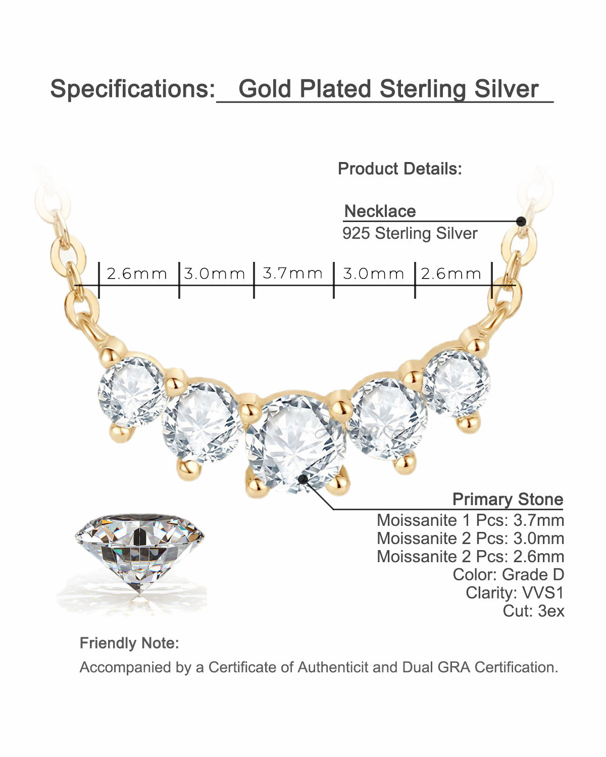 Artisan Smile Moissanite Necklace - S925 Sterling Silver Dainty Collarbone Chain Niche Design for Women