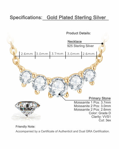 Artisan Smile Moissanite Necklace - S925 Sterling Silver Dainty Collarbone Chain Niche Design for Women