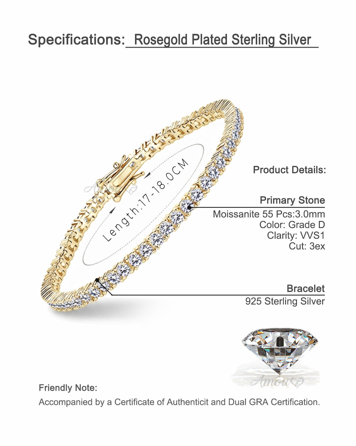 Minimalist Moissanite Station Tennis Chain Bracelet - S925 Sterling Silver Fine Jewelry