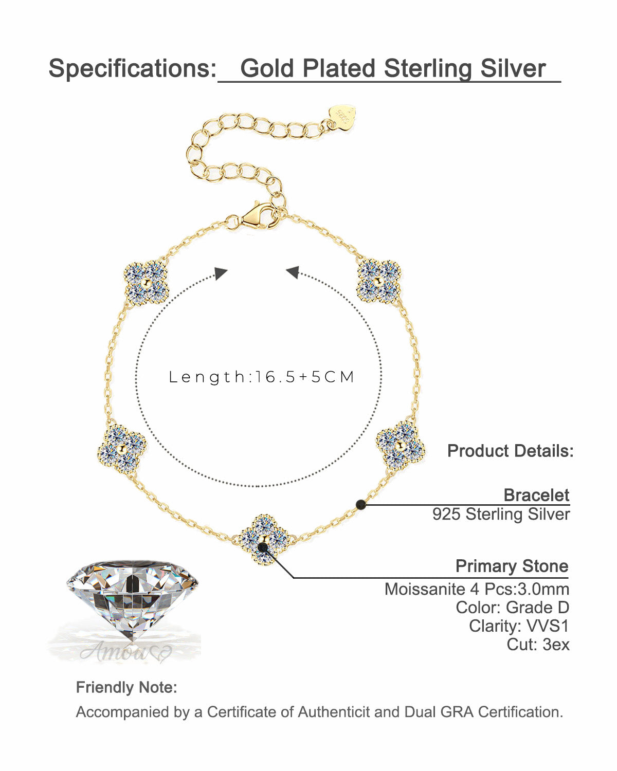 Elegant Four-Leaf Clover Moissanite Bracelet - S925 Sterling Silver Niche Design Fine Jewelry