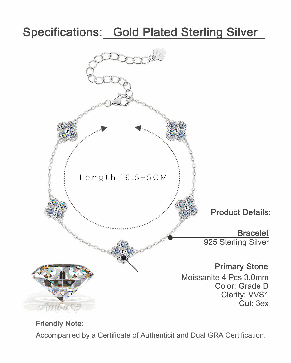 Elegant Four-Leaf Clover Moissanite Bracelet - S925 Sterling Silver Niche Design Fine Jewelry