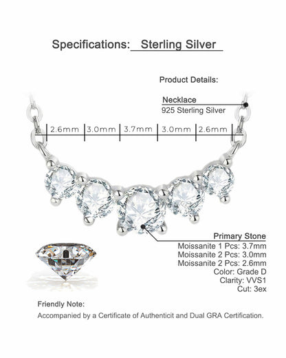 Artisan Smile Moissanite Necklace - S925 Sterling Silver Dainty Collarbone Chain Niche Design for Women