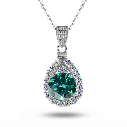 Colored Mermaid Tears Teardrop Halo Necklace