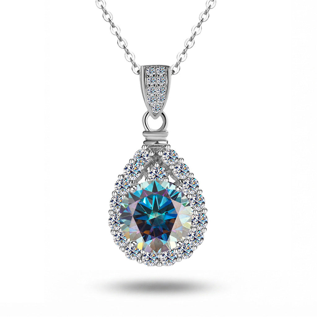 Colored Mermaid Tears Teardrop Halo Necklace