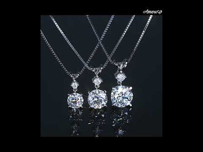 925 Sterling Silver Moissanite Pendant Necklace Dainty Sparkly Diamond-Cut Moissanite Jewelry Anniversary Gift  for Women