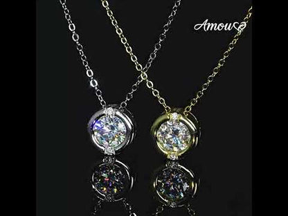 French Bubble Moissanite Necklace - S925 Sterling Silver Sparkling Solitaire Pendant