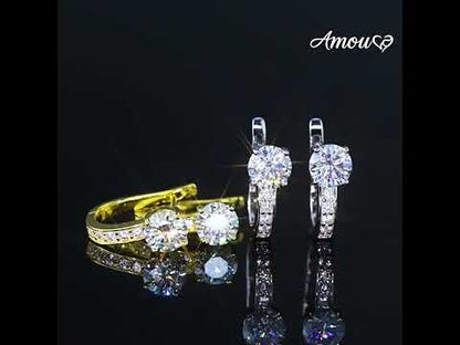 Chic Micro-Pave Moissanite Hoop Earrings - S925 Sterling Silver Niche Design Solitaire Ear Buckles for Women