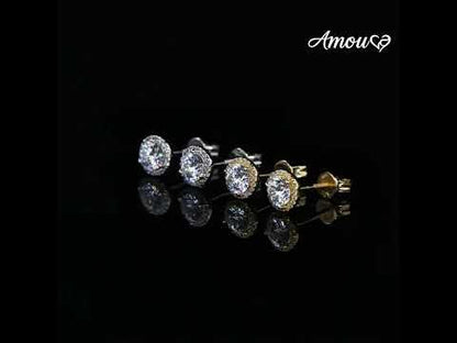 Classic Pave Halo Moissanite Stud Earrings - Minimalist 10K Gold Elegant Fine Jewelry | GRA Certified