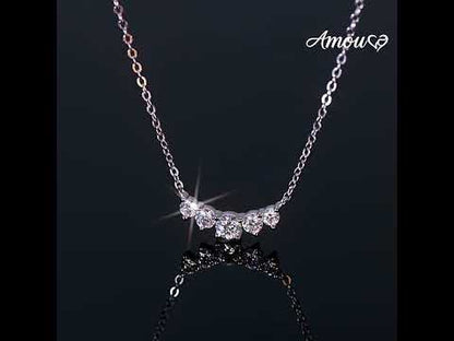 Artisan Smile Moissanite Necklace - S925 Sterling Silver Dainty Collarbone Chain Niche Design for Women