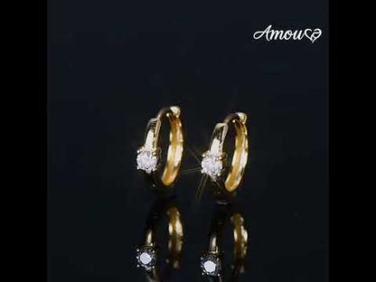 10K Solid Gold Hoop Earrings Moissanite Huggie Earrings For Daily Rituals | GRA Certified