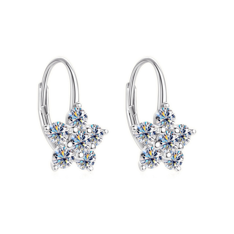 Sparkling Snow Leverback Silver Earrings
