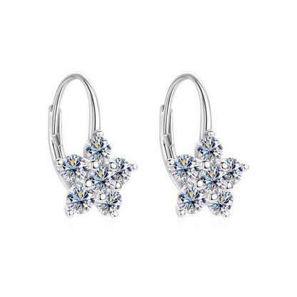 Sparkling Snow Leverback Silver Earrings